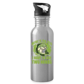 Meins ist so groß, dass ich zwei Hände benutzen muss - Trinkflasche mit integriertem Trinkhalm - Lightsilver - Rechts