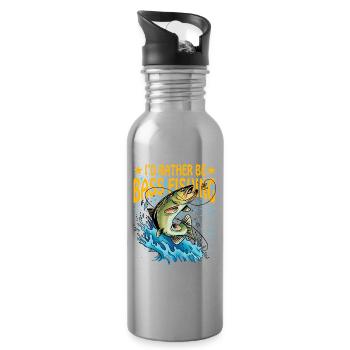 Ich wäre lieber Barschfischen - Trinkflasche mit integriertem Trinkhalm - Lightsilver - Rechts