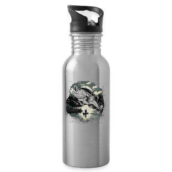 Barsch-Fisch - Trinkflasche mit integriertem Trinkhalm - Lightsilver - Rechts