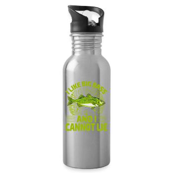 Ich mag Big Bass und kann nicht lügen - Trinkflasche mit integriertem Trinkhalm - Lightsilver - Rechts