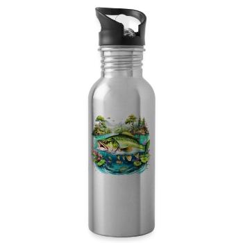 Barsch-Fisch - Trinkflasche mit integriertem Trinkhalm - Lightsilver - Rechts