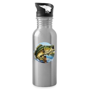 Barsch-Fisch - Trinkflasche mit integriertem Trinkhalm - Lightsilver - Rechts