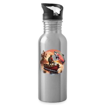 Barsch-Fisch - Trinkflasche mit integriertem Trinkhalm - Lightsilver - Rechts
