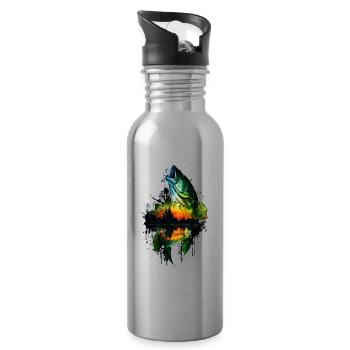 Barsch-Fisch - Trinkflasche mit integriertem Trinkhalm - Lightsilver - Rechts