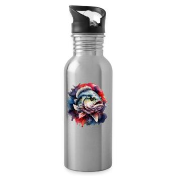 Barsch-Fisch - Trinkflasche mit integriertem Trinkhalm - Lightsilver - Rechts