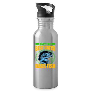 Nur der beste Fang Barschfische - Trinkflasche mit integriertem Trinkhalm - Lightsilver - Rechts