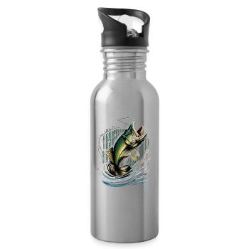 Barsch-Fisch - Trinkflasche mit integriertem Trinkhalm - Lightsilver - Rechts