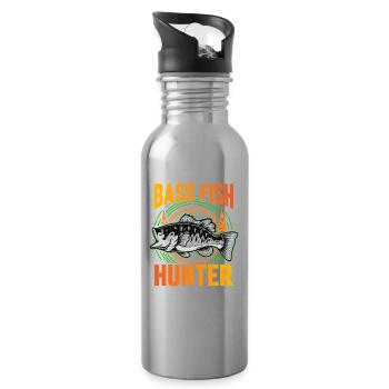 Bass Fish Hunter - Water bottle with straw - silver - Right