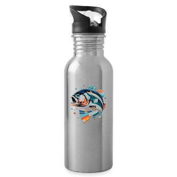 Barsch-Fisch - Trinkflasche mit integriertem Trinkhalm - Lightsilver - Rechts