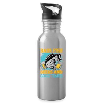 Barsch, Fisch, Bier und gute Zeiten - Trinkflasche mit integriertem Trinkhalm - Lightsilver - Rechts