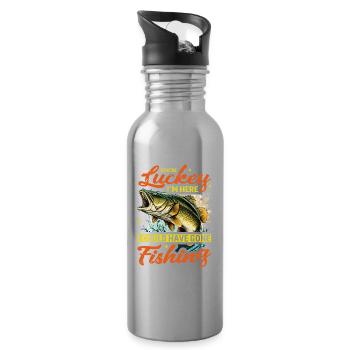 Tu as de la chance que je sois là, j’aurais pu aller à la pêche - Gourde avec paille intégrée - argent clair - Droite