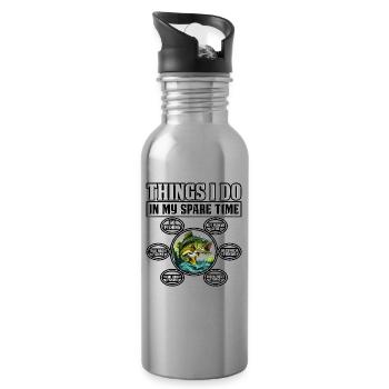 Dinge, die ich in meiner Freizeit mache: Bassfischen - Trinkflasche mit integriertem Trinkhalm - Lightsilver - Rechts