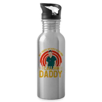 Mein Held trägt Kittel, ich nenne ihn Daddy - Trinkflasche mit integriertem Trinkhalm - Lightsilver - Rechts