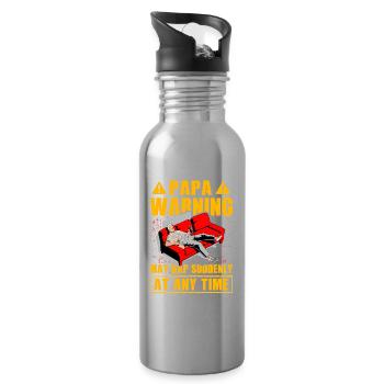 Papa warning may nap suddenly at any time - Water bottle with straw - silver - Right