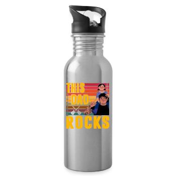 Dieser Vater rockt - Trinkflasche mit integriertem Trinkhalm - Lightsilver - Rechts