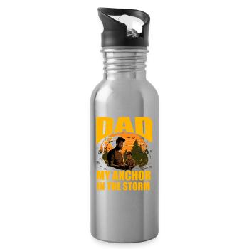 Papa, mein Anker im Sturm - Trinkflasche mit integriertem Trinkhalm - Lightsilver - Rechts