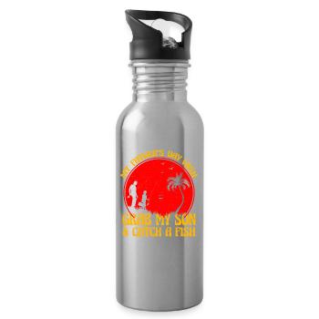 Mein Vatertagswunsch: Schnapp dir meinen Sohn und fange einen Fisch - Trinkflasche mit integriertem Trinkhalm - Lightsilver - Rechts