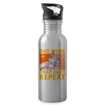 Papa-Modus Nickerchen und Wiederholen - Trinkflasche mit integriertem Trinkhalm - Lightsilver - Rechts