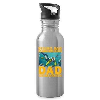 Papa plongeur comme un papa normal mais beaucoup cool - Gourde avec paille intégrée - argent clair - Droite