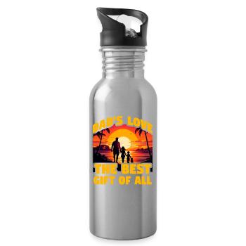 Dad's Love ist das beste Geschenk von allen - Trinkflasche mit integriertem Trinkhalm - Lightsilver - Rechts