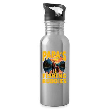 Papa's Fishing Buddies - Water bottle with straw - silver - Right