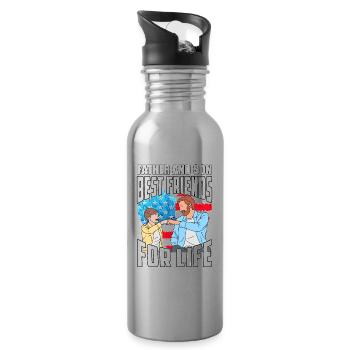Vater und Sohn beste Freunde fürs Leben - Trinkflasche mit integriertem Trinkhalm - Lightsilver - Rechts