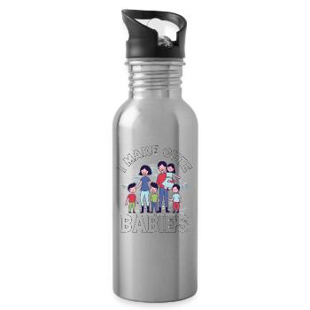 I make cute babies - Water bottle with straw - silver - Right