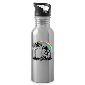 Mourning Dad Daughter Grave Angel - Water bottle with straw - silver - Right