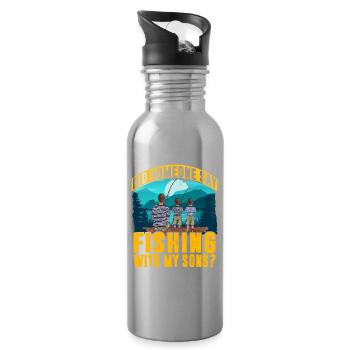 Hat jemand gesagt, dass ich mit meinen Söhnen angeln soll? - Trinkflasche mit integriertem Trinkhalm - Lightsilver - Rechts