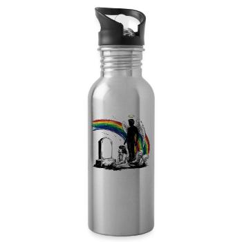 Father Daughter Mourning Grave - Water bottle with straw - silver - Right