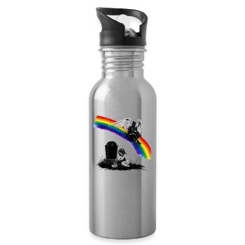Daughter Dad Mourning Angel - Water bottle with straw - silver - Right