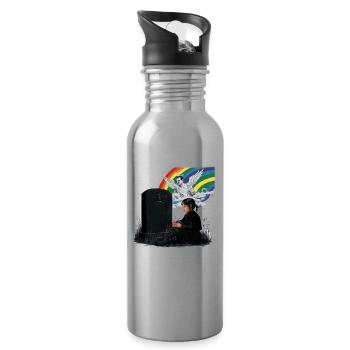 Daughter Dad Mourning Angel - Water bottle with straw - silver - Right