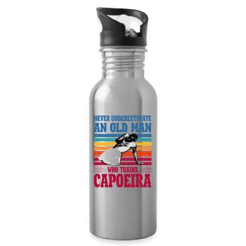 Ne sous-estimez jamais un vieil homme qui s’entraîne à la capoeira - Gourde avec paille intégrée - argent clair - Droite