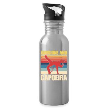 Sunshine and Capoeira - Water bottle with straw - silver - Right