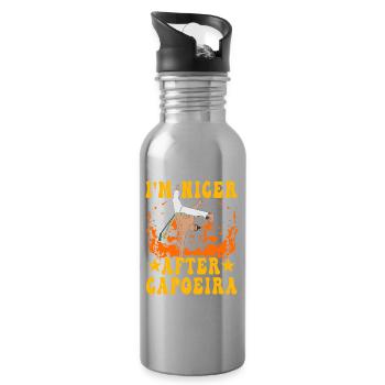 I'm nicer after Capoeira - Water bottle with straw - silver - Right