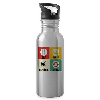 Essen Schlaf Capoeira Wiederholen - Trinkflasche mit integriertem Trinkhalm - Lightsilver - Rechts
