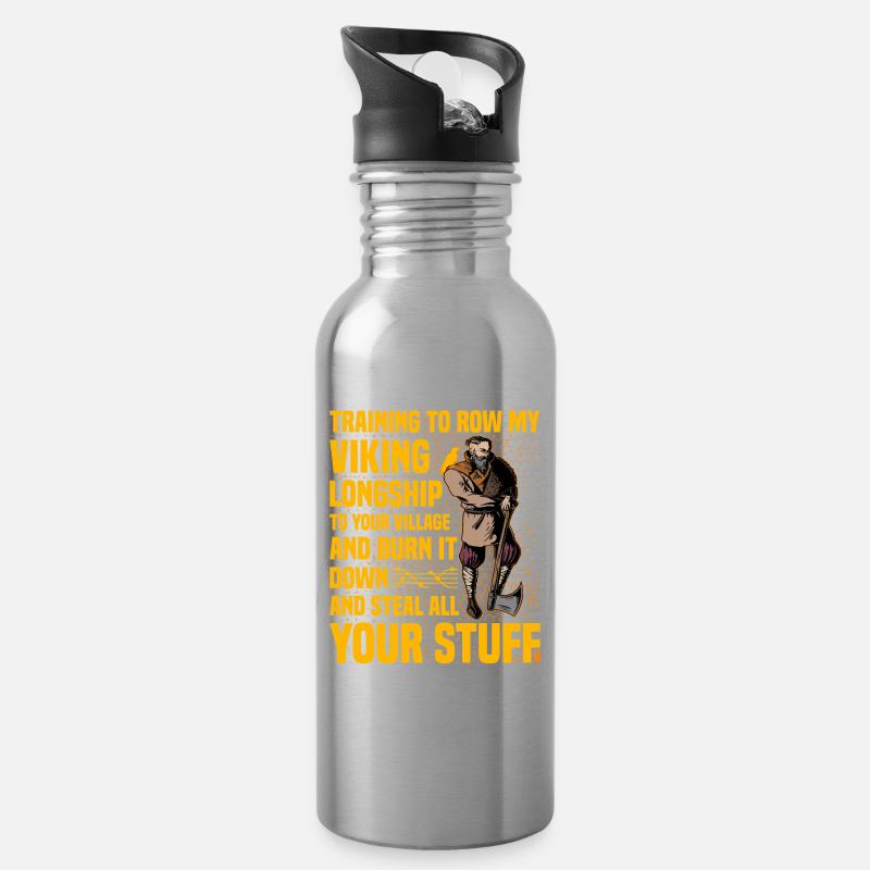 Wikinger-Zitat - Trinkflasche mit integriertem Trinkhalm - Lightsilver