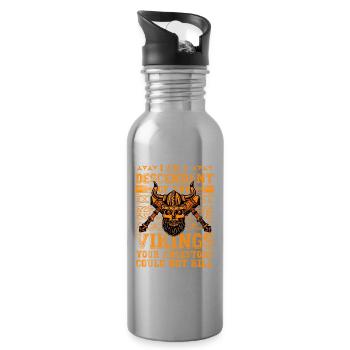 I am a Descendant of the Vikings your ancestors - Water bottle with straw - silver - Right