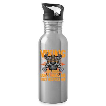 Wikinger, meine Götter, verurteilen mich nicht, sie respektieren mich - Trinkflasche mit integriertem Trinkhalm - Lightsilver - Rechts