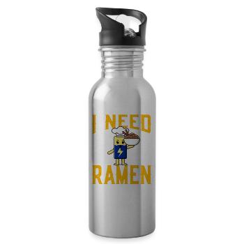 J’ai besoin de Ramen - Gourde avec paille intégrée - argent clair - Droite