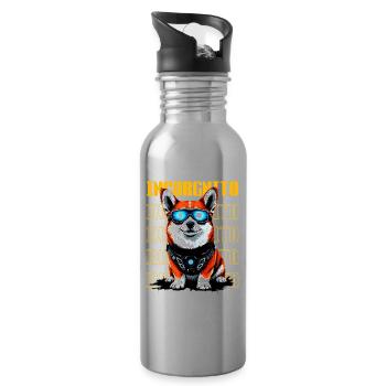 Incorgnito – Jeu de mots amusant sur le corgi - Gourde avec paille intégrée - argent clair - Droite