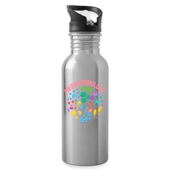 Meowcrobiology - Water bottle with straw - silver - Right