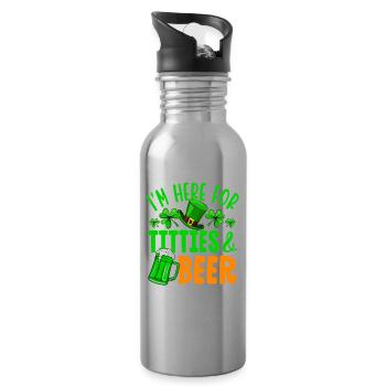 I'm here for titties & beer - Water bottle with straw - silver - Right