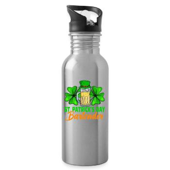 Barman de la Saint-Patrick - Gourde avec paille intégrée - argent clair - Droite