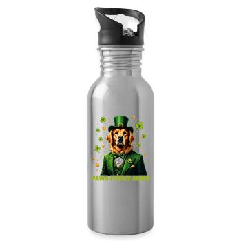 Pfoten-itiv irisch - Trinkflasche mit integriertem Trinkhalm - Lightsilver - Rechts