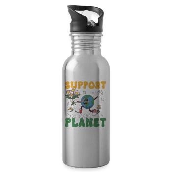 Soutenez votre planète locale - Gourde avec paille intégrée - argent clair - Droite
