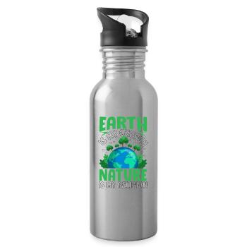 La Terre est mon église, la nature est ma religion - Gourde avec paille intégrée - argent clair - Droite