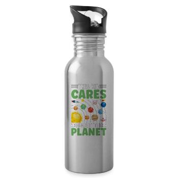This Kid cares about the Planet - Water bottle with straw - silver - Right