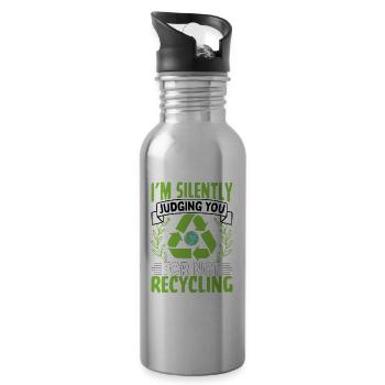 Je te juge en silence pour ne pas recycler - Gourde avec paille intégrée - argent clair - Droite
