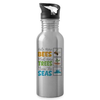 Aidez plus d’abeilles à planter plus d’arbres pour nettoyer les mers - Gourde avec paille intégrée - argent clair - Droite